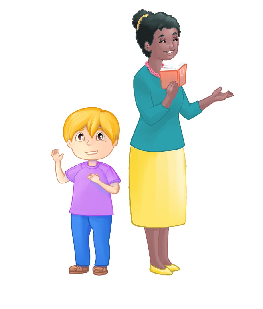 Teacher and boy
